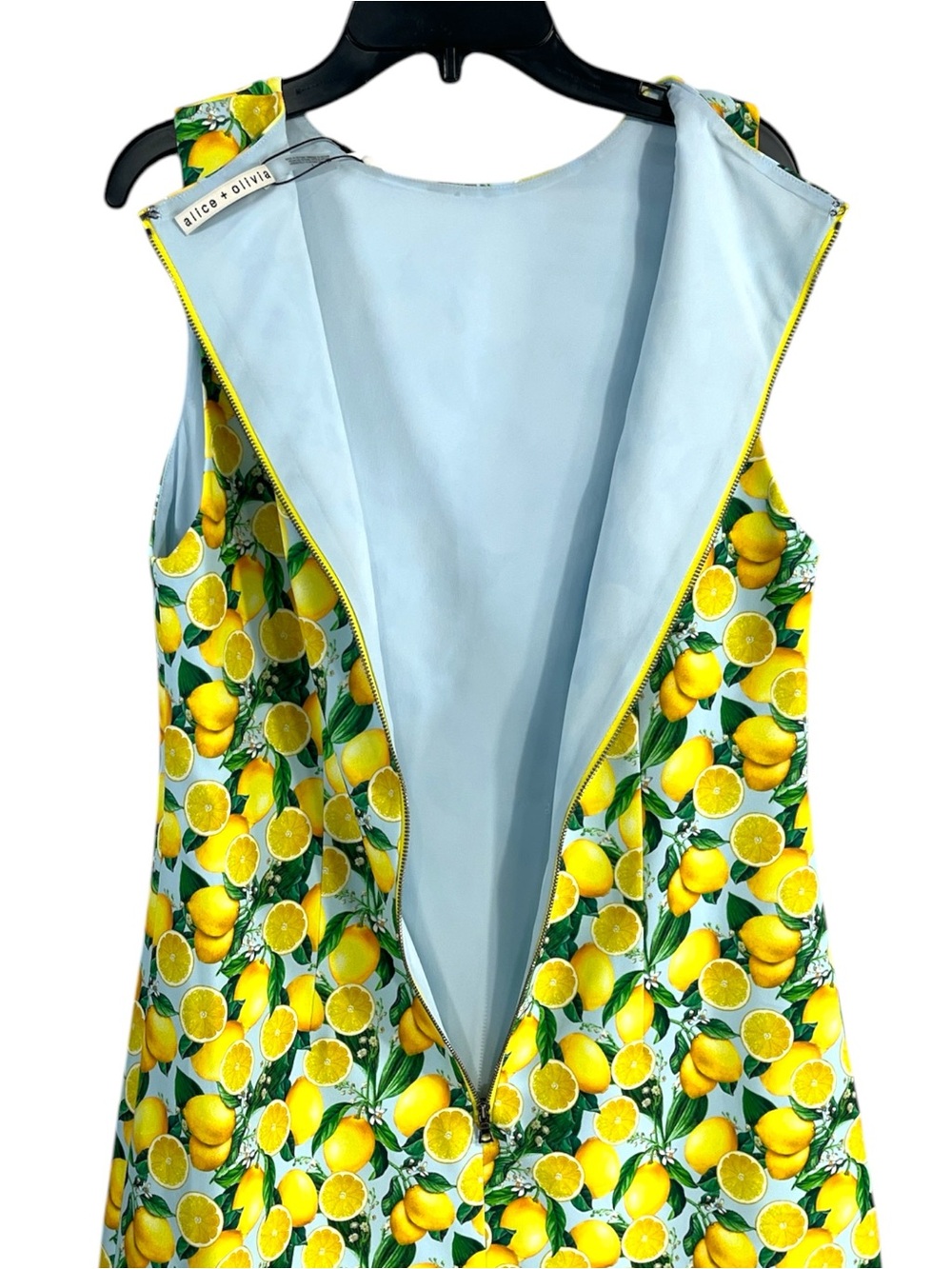 NWT Alice + Olivia Clyde A-Line Shift Dress in Lemon Squeeze Size 8 - Picture 5 of 7